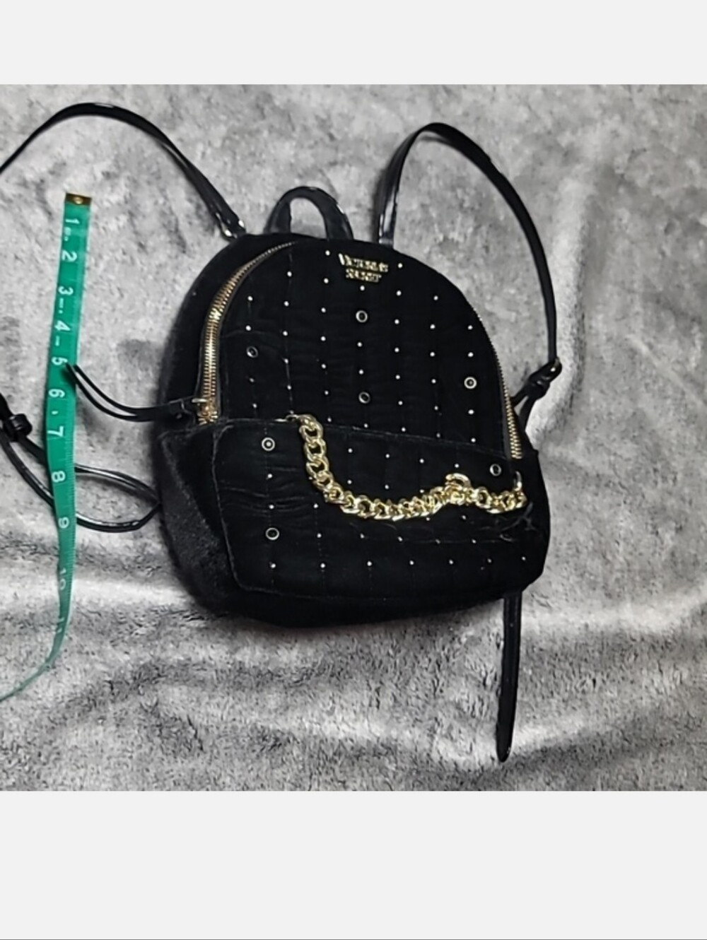 Victoria's secret velvet mini Bling Studded backpack purse BLACK